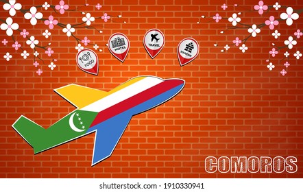 plane icon made from the flag of Comoros