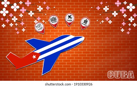 plane icon made from the flag of Cuba