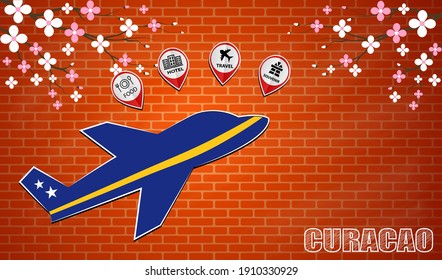 plane icon made from the flag of curacao