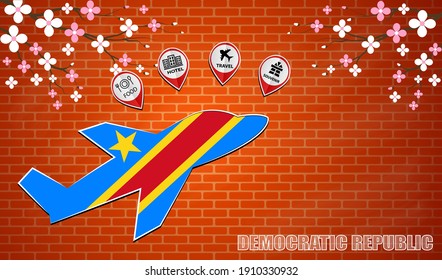 plane icon made from the flag of Democratic Republic