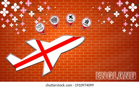 plane icon made from the flag of England
