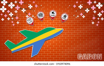 plane icon made from the flag of Gabon
