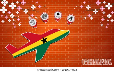 icono del avión hecho de la bandera de Ghana
