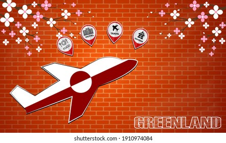 icono del avión hecho de la bandera de Groenlandia