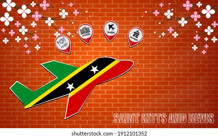 plane icon made from the flag of Kitts and Nevis