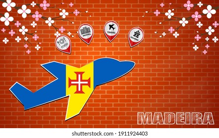 plane icon made from the flag of Madeira