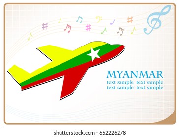 plane icon made from the flag of Myanmar