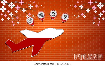 plane icon made from the flag of Poland