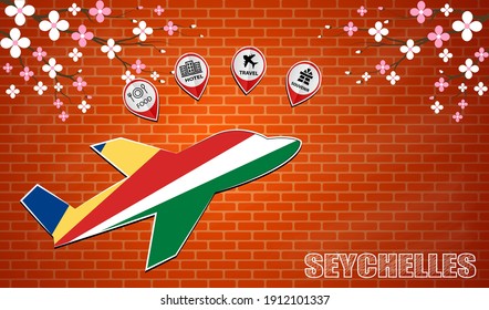 icono del avión hecho desde la bandera de Seychelles 