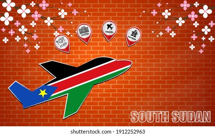 icono del avión hecho desde la bandera de Sudán del Sur