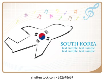plane icon made from the flag of South Korea