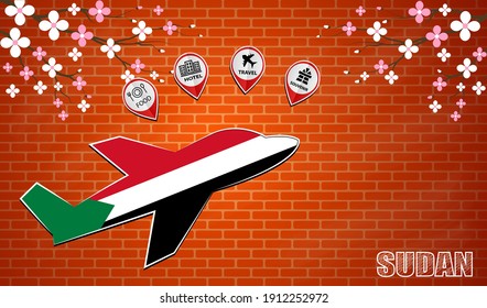 icono del avión hecho desde la bandera de Sudán