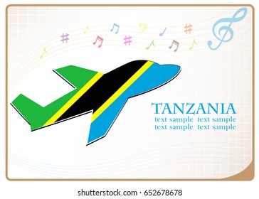 plane icon made from the flag of Tanzania