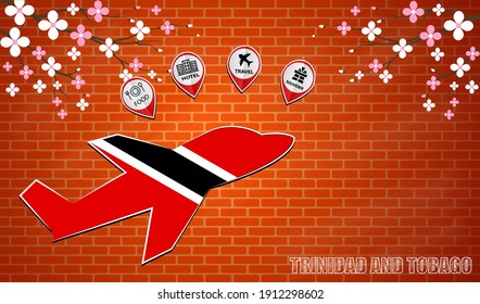 plane icon made from the flag of Trinidad and Tobago