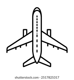 plane icon or modern line symbol. Vector line art and icon design with bold outline. Black and white Pixel Perfect minimalistic symbol isolated white background. Silhouette simple thin sign