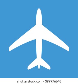 Plane icon on blue background.