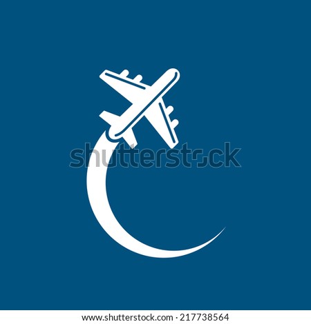 Plane icon on blue sky background. Vector
