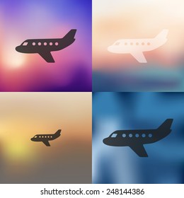 plane icon on blurred background