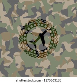 plane icon on camo pattern