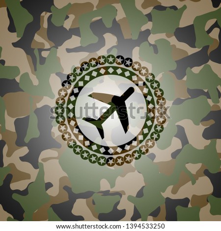 plane icon on camouflage texture