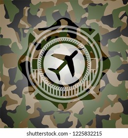 plane icon on camouflaged texture