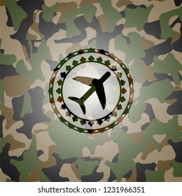 plane icon on camouflaged texture