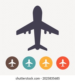 Plane icon on dot pattern background 