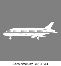 Plane icon on gray background vector illustration for web or application 