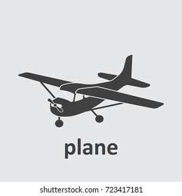 Plane icon on the grey background.