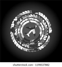plane icon on grey camo pattern