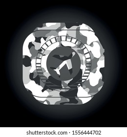 plane icon on grey camo texture