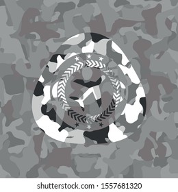 plane icon on grey camouflaged pattern