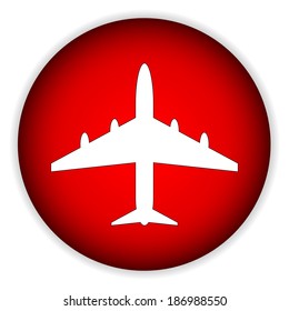Plane icon on round internet button - vector illustration.