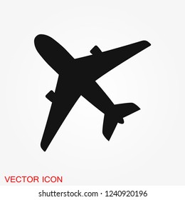 Plane icon on white background, airplane vector Illustration