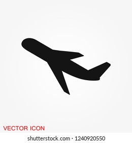 Plane icon on white background, airplane vector Illustration