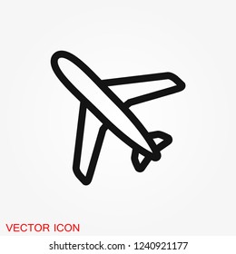 Plane icon on white background, airplane vector Illustration