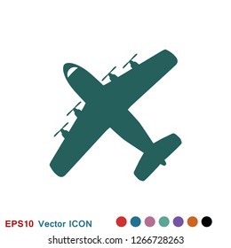 Plane icon on white background, airplane vector Illustration