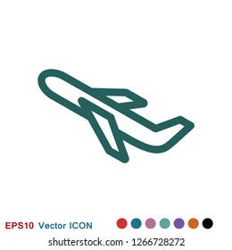 Plane icon on white background, airplane vector Illustration