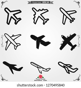 Plane icon on white background, airplane vector Illustration