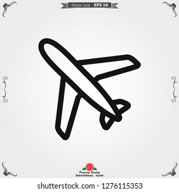 Plane icon on white background, airplane vector Illustration