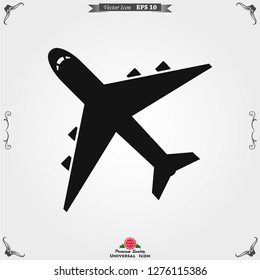 Plane icon on white background, airplane vector Illustration