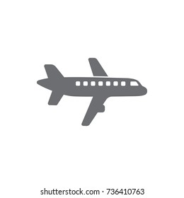 Plane icon on the white background. 
