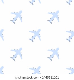 Plane icon seamless pattern isolated on a white  background  flat style.Airplane silhouette,model plane.Fly and jet  collection