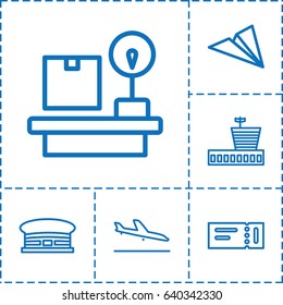 Plane icon. set of 6 plane outline icons such as ticket, airport