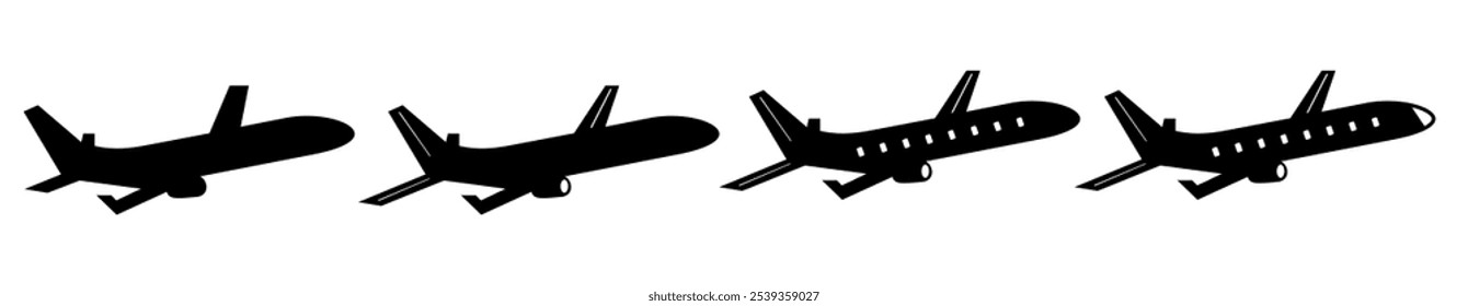 Plane icon set . aeroplane symbol. travel flight transport sign for website. airplane vector illustration.