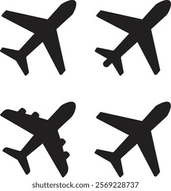 Plane icon set. Airplane icon design in trendy style. Flight transport symbol. Travel illustration. Vector
