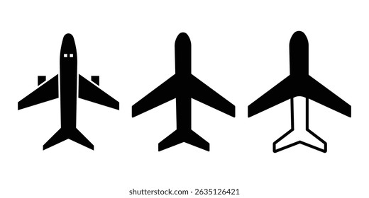 Plane icon set. Airplane silhouette icon set