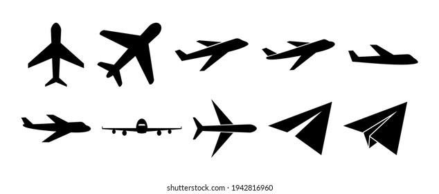 Plane icon set. Airplane icon vector. Flight transport symbol. Travel illustration. Holiday symbol