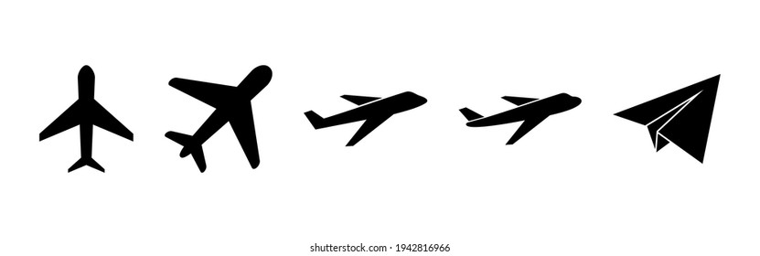 Plane icon set. Airplane icon vector. Flight transport symbol. Travel illustration. Holiday symbol