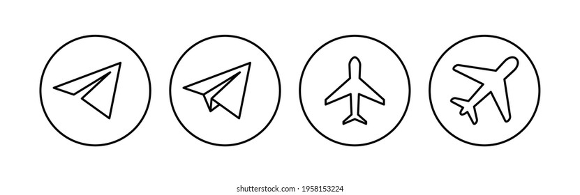 Plane icon set. Airplane icon vector. Flight transport symbol. Travel illustration. Holiday symbol